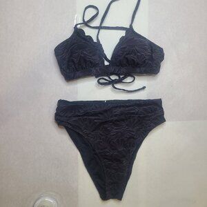 Cupshe Women’s Bikini Set – Size Medium – Black & Gray Shell Pattern